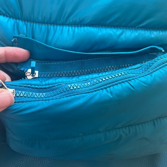 Laundry By Shelli Segal Real Puffer Backpack And Waist Belt Fanny Pack Teal Blue - Picture 2 of 9